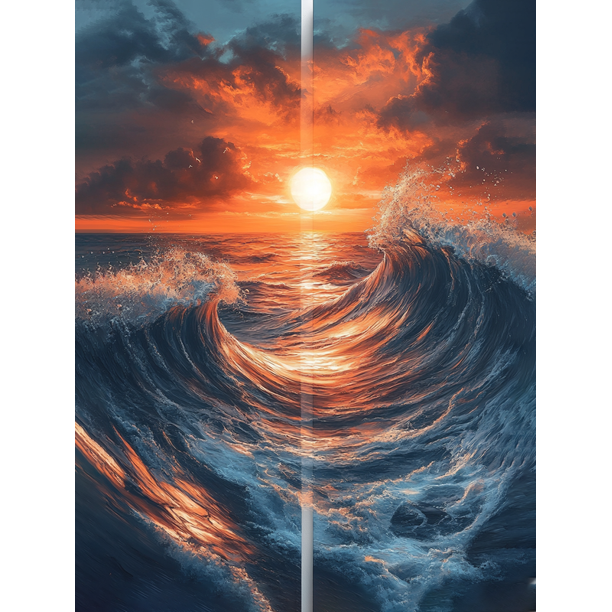 Qisvanset Framed Canvas Wall Art 12x16 Inch Ocean Wave Nautical Beach Modern Art Set
