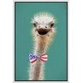 thumbnail image 2 of PixonSign Framed Wall Art Pastel Ostrich with American Flag Bowtie Nature Animals Portrait Artwork Cartoon Oil Paintings Modern Canvas Prints Colorful Fine Art for Rooms - 16"x24" White, 2 of 5