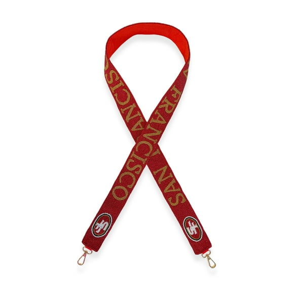Lashicorn Beaded San Francisco Purse Strap Red and Gold Game Day Clear Handbag Replacement Strap Stadium Football 48 Gold Hardware Clips for Clear Bag