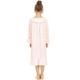 thumbnail image 6 of AJTQTH Casual Sundress for Girls Kids Ruffles Round Neck Long Sleeve Comfort Gowns Cute Solid Color Lightweight Ruched Sleepwear Homewear Pink 150, 6 of 6