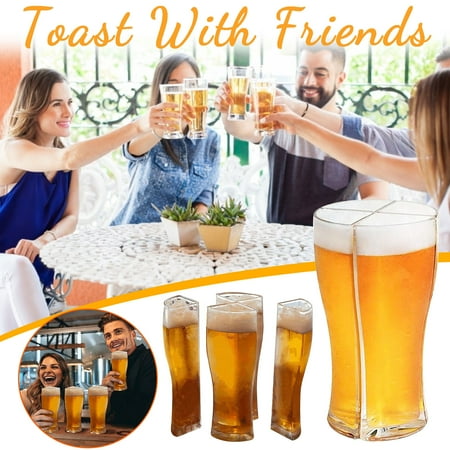 

Bottles/Cups On Clearance - Four-In-One Beer Glass Dispenser Party Artifact Acrylic Beer Glass Water Bottles Drinking Glasses