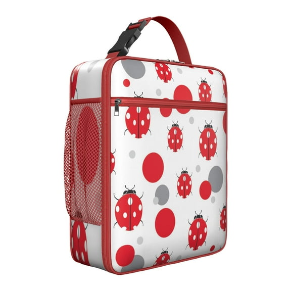 Ladybird Insulated Lunch Box Teen Reusable Lunch Tote Bag with Front Pocket Lunch Tote Portable Bag Work Beach