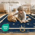 thumbnail image 4 of ODIKA 8'x10' Washable Area Rug Non-Shedding, Easy Care, Compass Boat Retro Maritime Rectangular Weathered Navy Round for King Size Bedroom Under Bed, Master Suite, 4 of 7