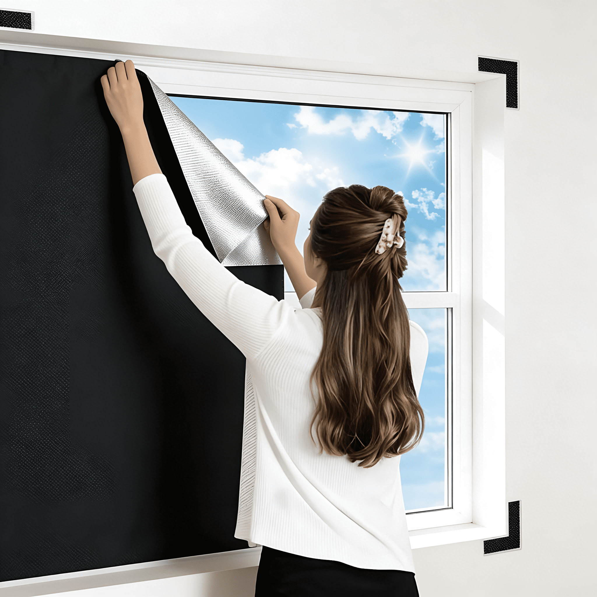 XIBUFE 2026 New 100% Blackout Curtains for Bedroom,Portable Diy Window Blinds,No Drill Window Shades & Blackout Blinds with Stickers & Tabs for Travel,Dorm Room,Media Room (157" X 57")