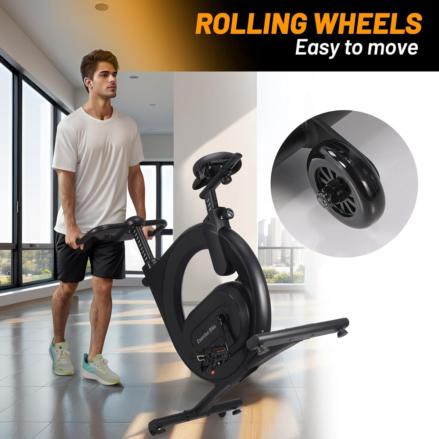 Magnetic Stationary Exercise Bike for Home Workouts – 22-28lbs Flywheel, App Connectivity, 300lbs Max Capacity, LCD Monitor, Tablet Mount – Indoor Cycling Cardio Trainer, Black