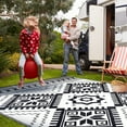 thumbnail image 7 of Waterproof Outdoor Rug 8x10ft, Boho Reversible Plastic Straw Mat for Patio RV Deck Porch Backyard Balcony Camping Picnic Beach Indoor Outdoor Carpet, Black&White, 7 of 7