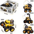 thumbnail image 2 of Juguetes de camiones de construcción, paquete de 4 vehículos de ingeniería Push & Go con excavadora, grúa volquete, mezclador, coche de juguete extraíble para niños, fiesta de cumpleaños y Navidad, 2 of 5