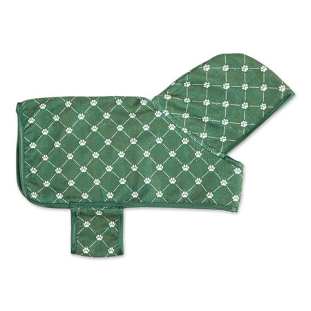 

Hunter Green Printed Trellis Paw X-Small Pet Robe