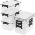 12 Quart Clear Latching Bin Plastic Pet Food Bins 6 Packs