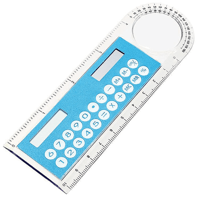 Calculadora, regla y lupa, mini calculadora solar transparente con regla y lupa, material escolar para estudiantes, color rosa
