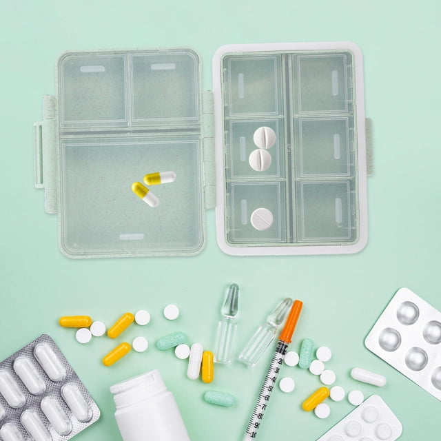FELTECHELECTR Organizador Compacto Para Medicinas De Uso Diario En Color Verde Claro