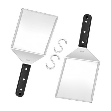 

Leonyo Burger Spatula Set of 2 18/10 Stainless Metal Spatula - Heavy Duty 5.1 Extra Wide Commercial Hamburger Turner Great for Flat Top Griddle Accessories BBQ Grill Indoor Outdoor Cooking C49