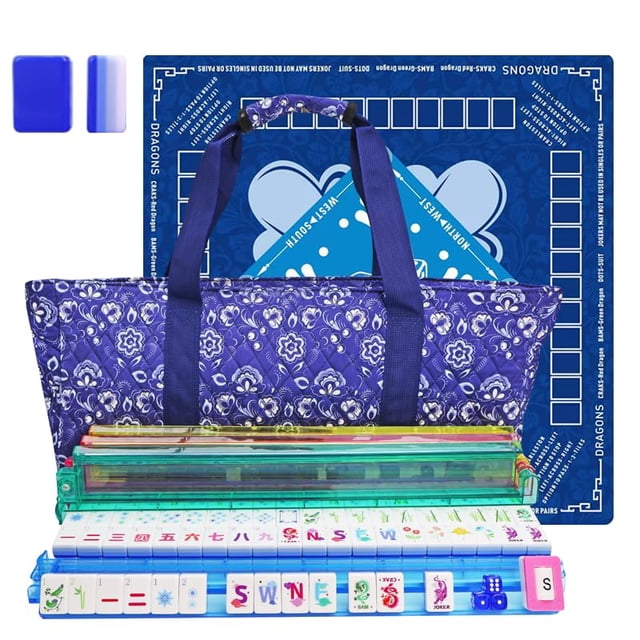 Set de Mahjong MAJONIX de acrílico con 160 fichas y bolsa portátil