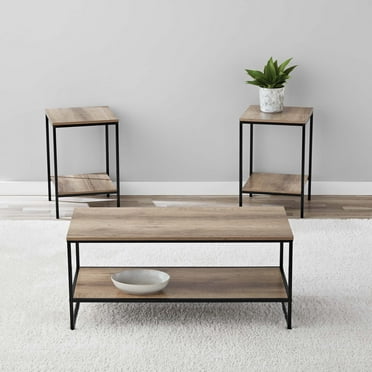 Mainstays Contemporary 3 Piece Rectangular Particle Board Coffee Table, Rustic Brown