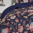 thumbnail image 3 of Navy Blue Floral Bedspread Set Queen Size 3-Piece Reversible Navy Quilt Set, 3 of 4