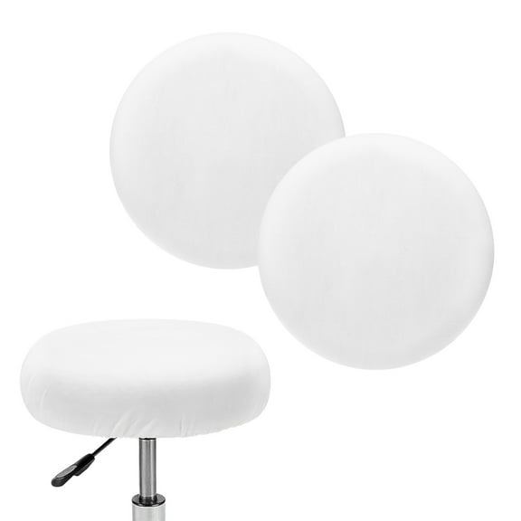 Uxcell 2-Pack Bar Stool Covers Round, for 12-15 Inch Spandex High Stretchy Fabric Seat Covers with Elastic Bands [White]