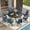 Black-Blue, variant on Vicllax 5-Piece Outdoor Patio Dining Set Metal Swivel Chairs & Round Steel Table with Umbrella Hole
