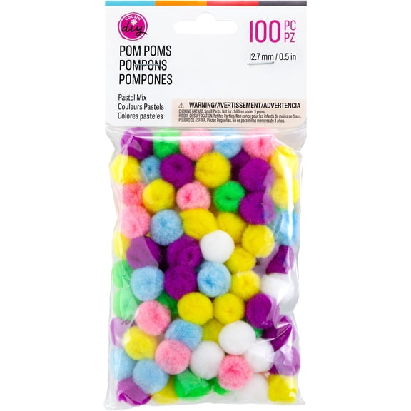CousinDIY Pom-Pom 0.5" 100/Pkg-Pastel Mix