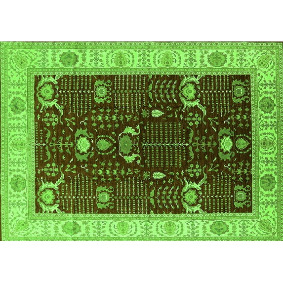 Ahgly Company Indoor Rectangle Oriental Green Industrial Area Rugs, 7' x 9'