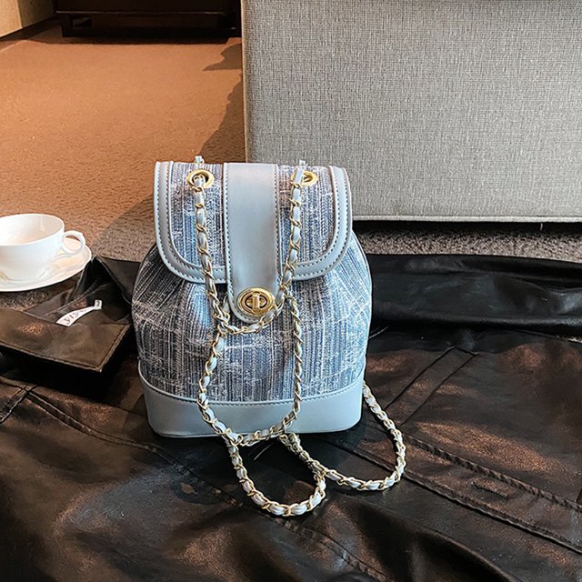 Bolso Cubo Bolso tipo cubo, Bolso cruzado vaquero, resistente a los arañazos, para mujer, ocio diario (azul)