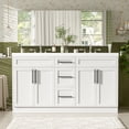 thumbnail image 5 of Harper & Bright Designs 59.3'' Large Bathroom Vanity with Double Sink, Free Standing Single Basin Vanity Set with Drawers and Door, Bathroom Sink Storage Cabinet, White, 5 of 20