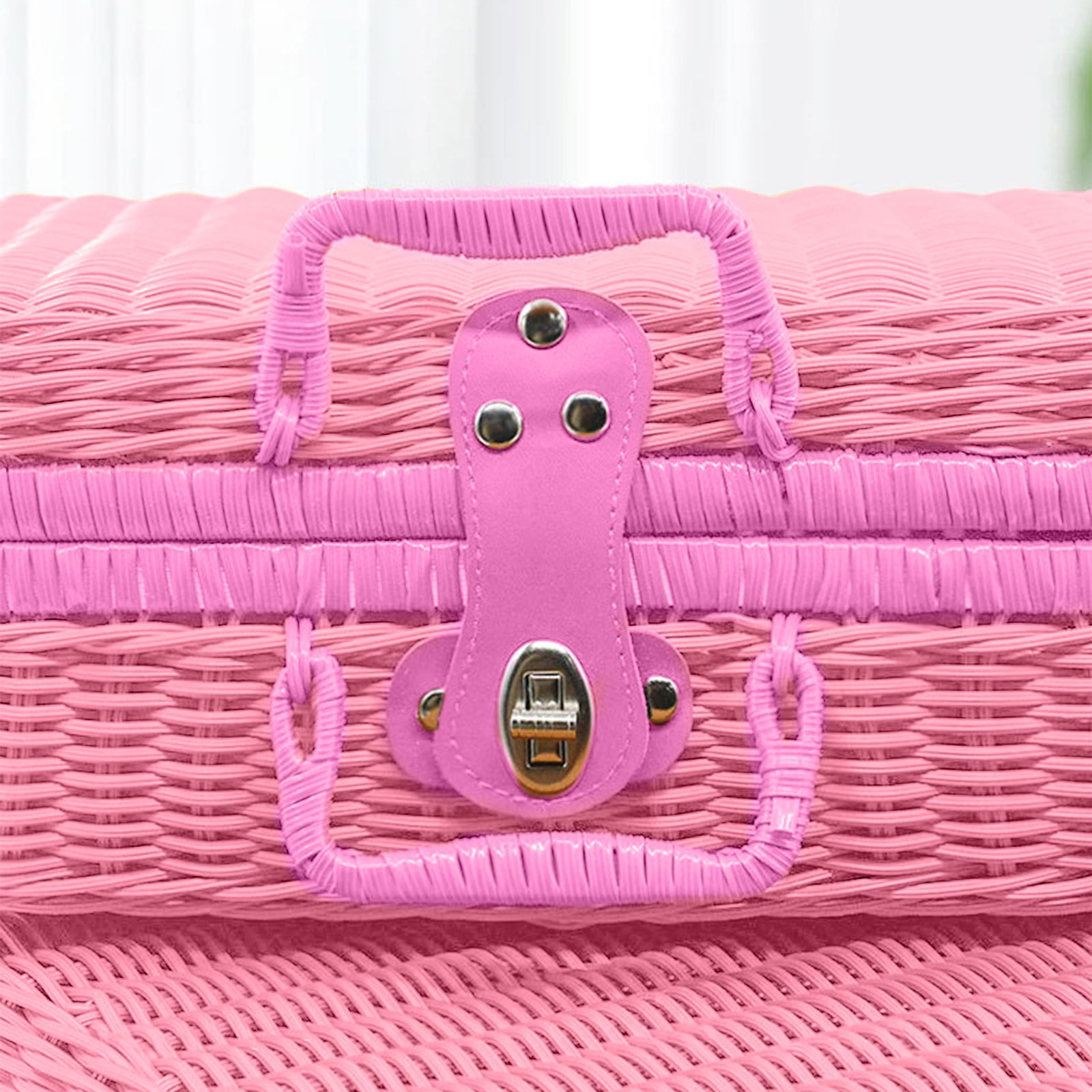 SPORYYO Retro Portable Imitation Rattan Storage Box - Wedding Photography Decoration, Photo Souvenir Organizer