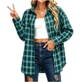thumbnail image 5 of Jovrlynd Plaid Flannel Shirts for Women 2026 Long Sleeve Button Down Casual Fall Blouses for Work Travel, 5 of 7