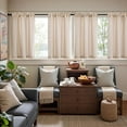 thumbnail image 3 of Striped Linen Kitchen Curtains 36 Inches Length Tier Curtains Farmhouse Modern Cafe Style Small Window Treatments Airy Light Filtering Rod Pocket for Living Room Bathroom 2 Panels Tan, 3 of 8
