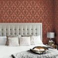 thumbnail image 6 of Tempaper Textured Damsel Metallic Red Peel and Stick Damask Wallpaper, 20.5" x 16.5', 6 of 8