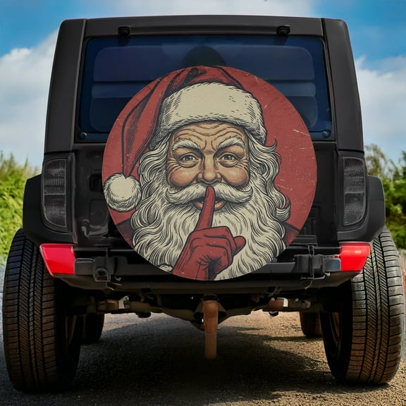 Lotusprinthandmade Funny Santa Claus Christmas Spare Tire Cover Without Backup Camera Hole 6 Sizes (27 in.), funny christmas design, holiday car accessory