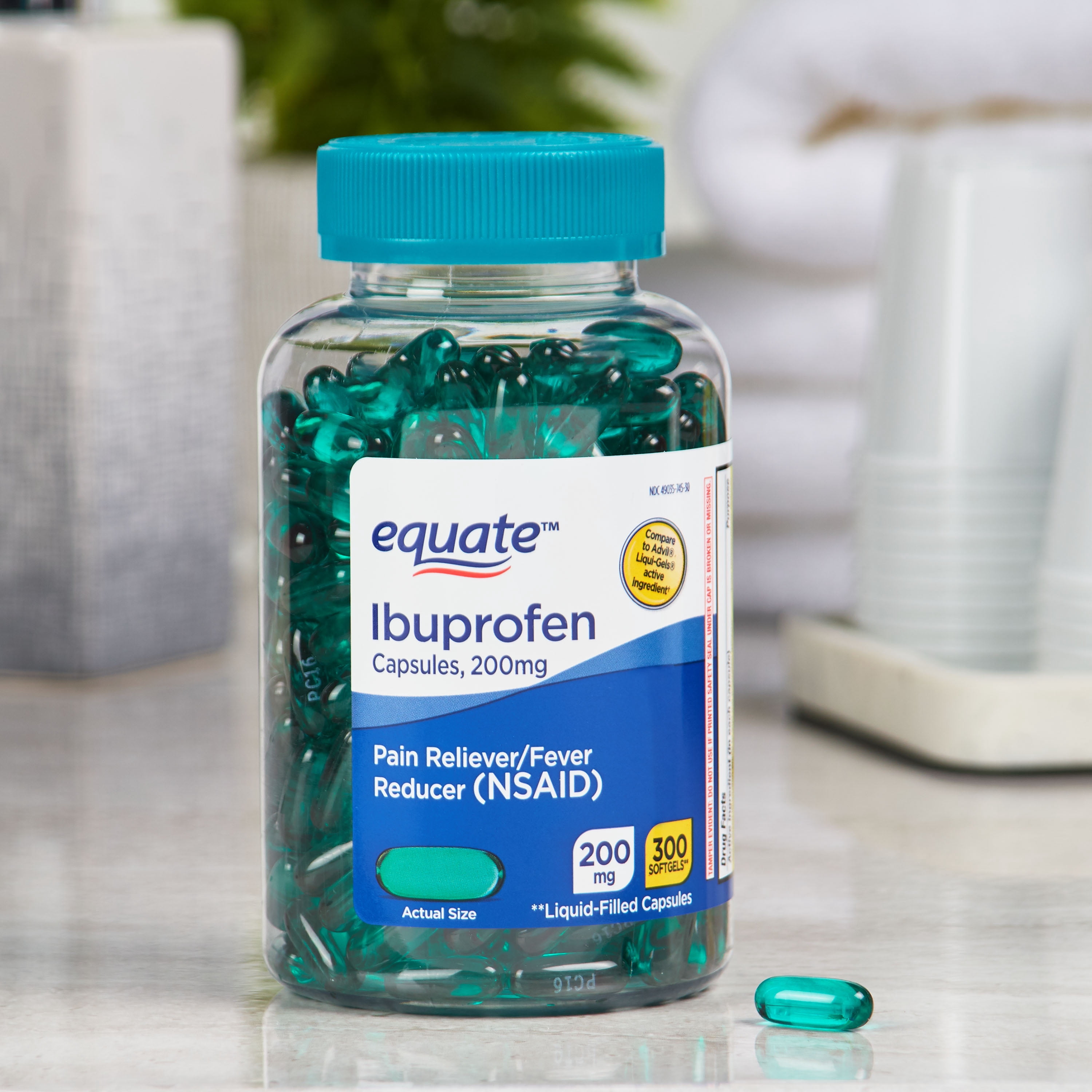 Equate Ibuprofen Capsules, 200 mg, 300 Count