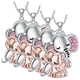 thumbnail image 1 of Collar Elefante abrazando un Corazón High Monaco ElephantNeck02 4 Pzas Plata/Rosa Metal, 1 of 2