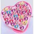 thumbnail image 3 of Sanrio-Conjunto de 36 anillos de Hello Kitty para niños y niñas, sortijas ajustables con dibujos animados, caja de corazón, regalo de fiesta, 3 of 3