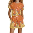thumbnail image 2 of LRen Girls Summer Outfits Size 10-12 Bow Shorts Sleeve Tracksuit Crewneck Loose Girls Cotton Clothing 2pc Sets Back To School Clothes, 2 of 4