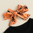 thumbnail image 3 of Newborn Baby Girl Halloween Outfits Long Sleeve Romper Tops Pumpkin Bell-Bottom Flare Pants Headband Infant Fall 3Pcs Clothes Set, 3 of 8