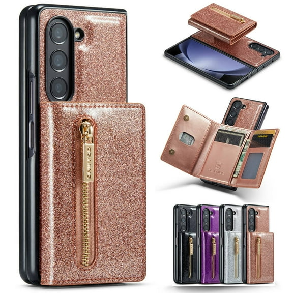 Detachable Back Cover For Samsung Galaxy Z Fold 5 Fold4 Fold3 Wallet Case with Card Holder Magnetic For Samsung Galaxy Z Fold 5 Fold 4 Fold 3 Leather Phone Cases