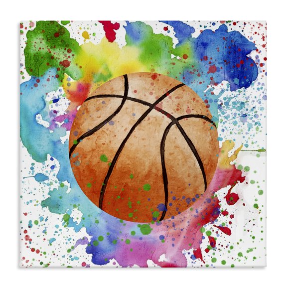 Stupell Industries Traditional Basketball with Bright Splash Canvas Art, 17 x 17, by Kim Allen