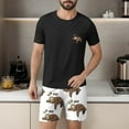 thumbnail image 4 of Hinvhai Mens Pajama Set, Soft Cotton V-Neck Short-Sleeve T-Shirt & Shorts Summer PJ Set for Sleeping Black XXL(XXL), 4 of 6