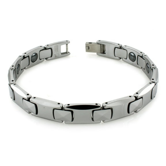 Tioneer Tungsten Carbide Faceted Magnet Link Bracelet