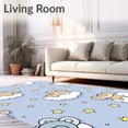 thumbnail image 2 of ODIKA 4'x6' Machine Washable Non-Slip Area Rug, Playful Bear Illustration with Scattered Stars and Whimsical Clouds Motif High Traffic Rug with Pad, Blue, 683163, 2 of 8