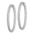thumbnail image 2 of 925 Sterling Silver PavÔøΩ Rhodium-plated CZ Hinged Oval Hoop Earrings; for Adults and Teens; for Women and Men, 2 of 3
