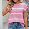 thumbnail image 5 of QUNYINEY Tops for Women Crew Neck Striped Casual Short Sleeve Sweater Loose Pullover Knit Tops, 5 of 7