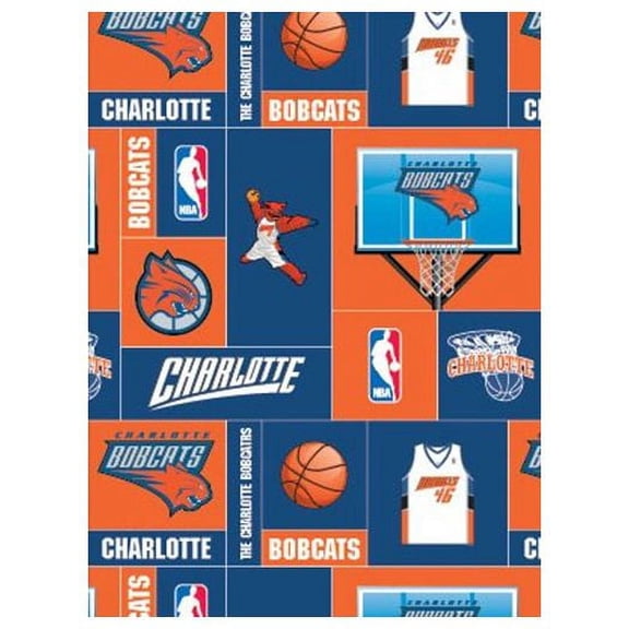 NBA CHARLOTTE BOBCATS Licensed Fleece Fabric BTY