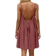 thumbnail image 5 of Backless Dresses for Women Sleeveless Spaghetti Strap Cami Mini Dresses Summer Beach Vacation Flowy Solid Color Sundress, 5 of 7