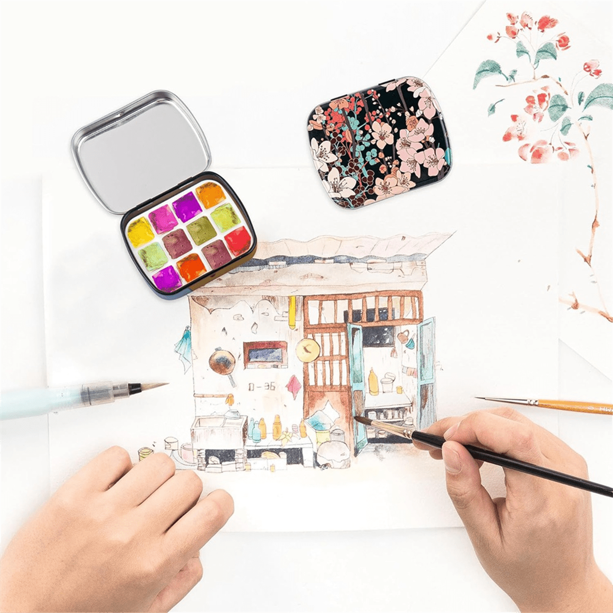 16 Pack Mini Empty Watercolor Palette Tin Watercolor Palette 12 Wellswith Lids Watercol mj3810