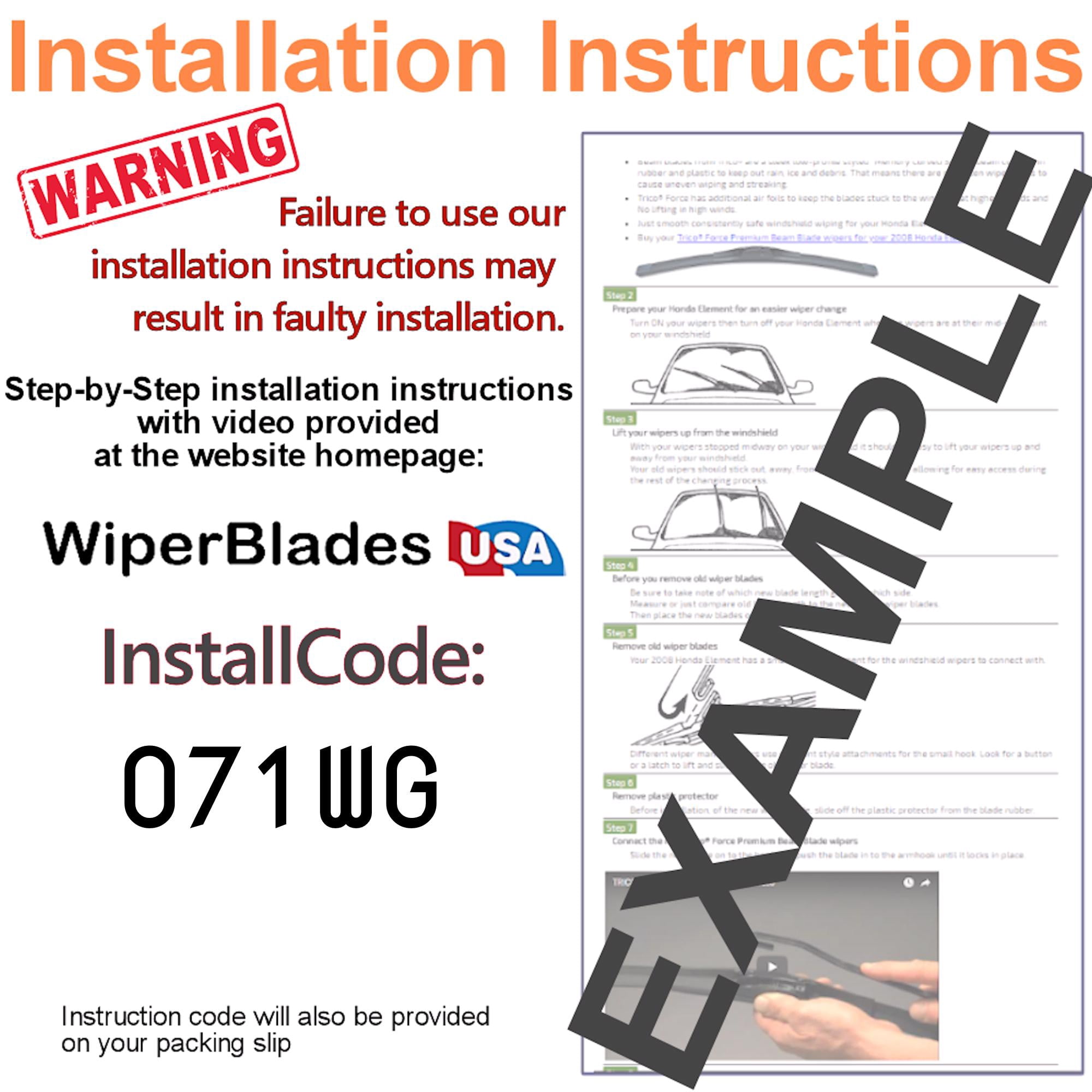 2024 Kia Seltos Beam Wiper Blades Wipers w/1yr Warranty (Set of 3) w/Rear Wiper (WiperBladesUSA)
