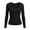 Black, variant on Women's Scoop U Neck Long Sleeve Undershirts Ribbed Slim Fitted Pullover Blouses Basic Tee Tops Size S-XXL