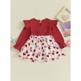 thumbnail image 3 of Bagilaanoe Toddler Baby Girl Valentine's Day Dress Heart Print Ruffle Long Sleeve A-line Princess Dresses 6M 12M 18M 24M 3T Kid Patchwork Tulle Skirt, 3 of 9