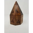 thumbnail image 3 of Wooden Temple Pyramid Charcoal Cone Sage Smudge Incense Burner 5", 3 of 5