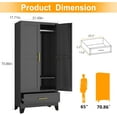 thumbnail image 2 of 71" H Metal Armoire Wardrobe Closet, Adjustable Shelve, Clothes Metal Wardrobe Cabinet for Bedroom (1 Drawer, Black), 2 of 7